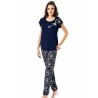 Aria's Closet Papatya Desenli Lacivert İkili Penye Gecelik Pijama Takımı