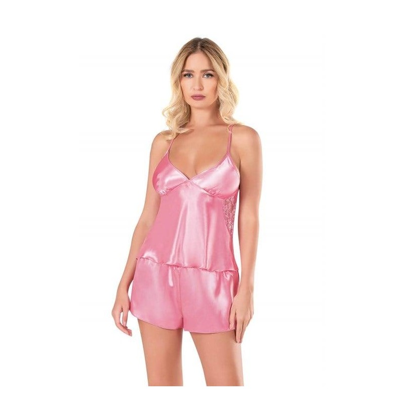 Aria's Closet Koyu Pembe Saten Babydoll Şort Takımı 9108