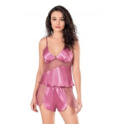 Aria's Closet Gül Kurusu Saten Babydoll Şort Takımı 9112