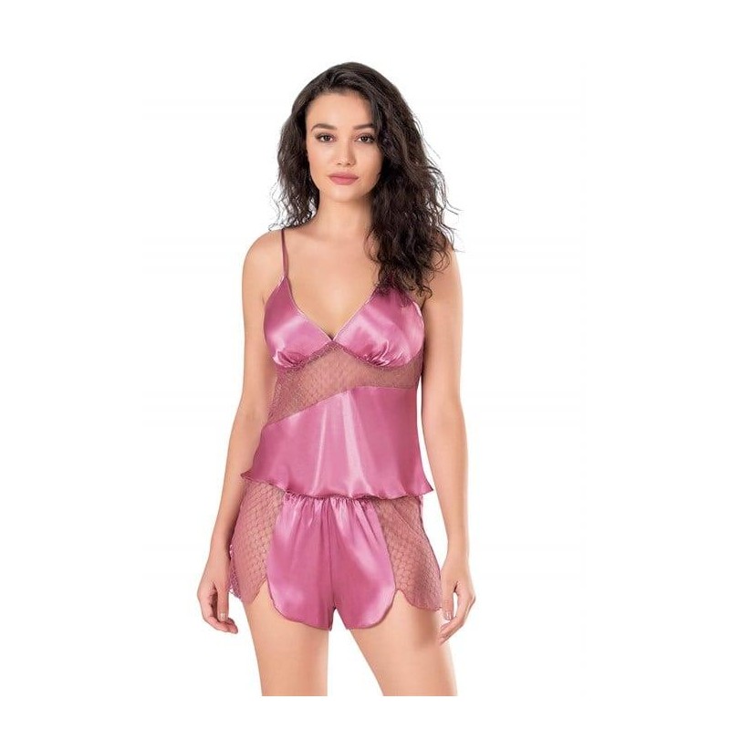 Aria's Closet Gül Kurusu Saten Babydoll Şort Takımı 9112