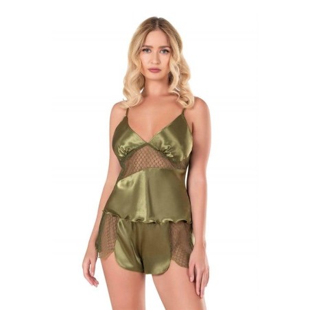 Aria's Closet Haki Saten Babydoll Şort Takımı 9112