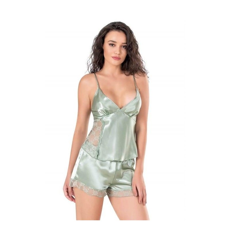 Aria's Closet Su Yeşili Saten Babydoll Şort Takımı 9124