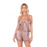 Aria's Closet Vizon Saten Babydoll Şort Takımı 9128