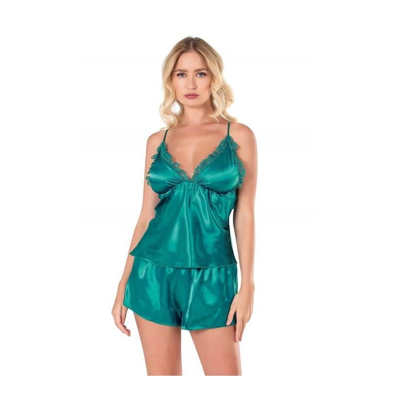 Aria's Closet Zümrüt Saten Babydoll Şort Takımı 9131