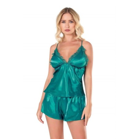 Aria's Closet Zümrüt Saten Babydoll Şort Takımı 9131