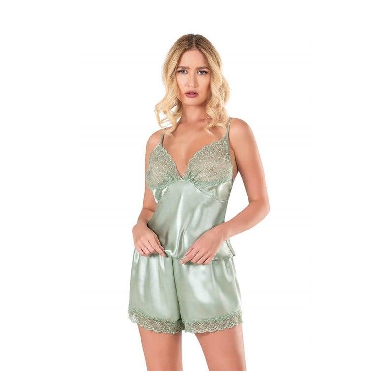 Aria's Closet Su Yeşili Saten Babydoll Şort Takımı 9136