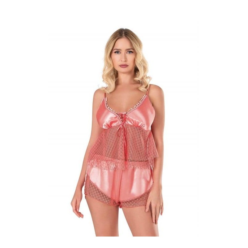 Aria's Closet Mercan Saten Babydoll Şort Takımı 9138