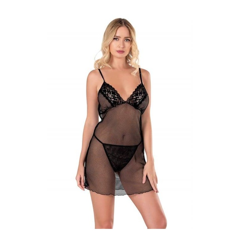 Aria's Closet Siyah Kısa File-Tül Gecelik 8124