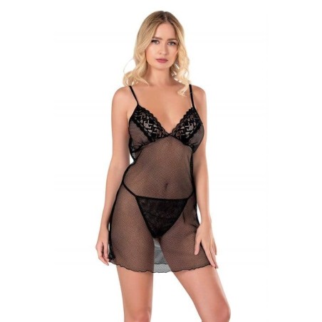 Aria's Closet Siyah Kısa File-Tül Gecelik 8124