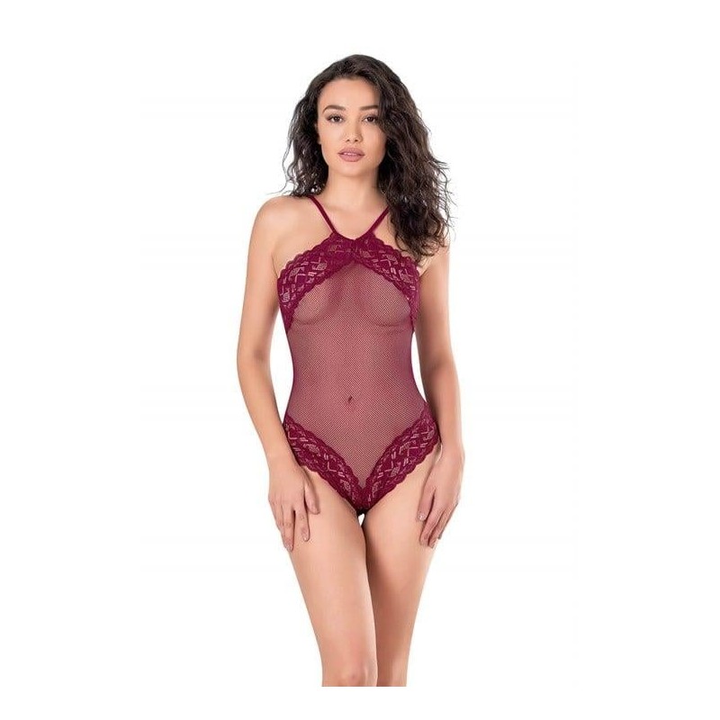 Aria's Closet Bordo File-Tül Bodysuit Gecelik 8126