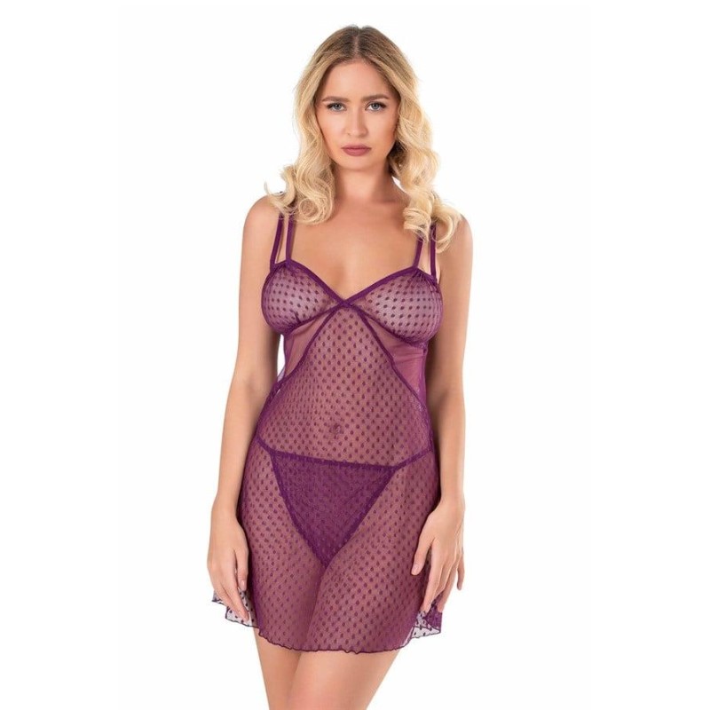 Aria's Closet Mor Kısa Tül Gecelik 4114