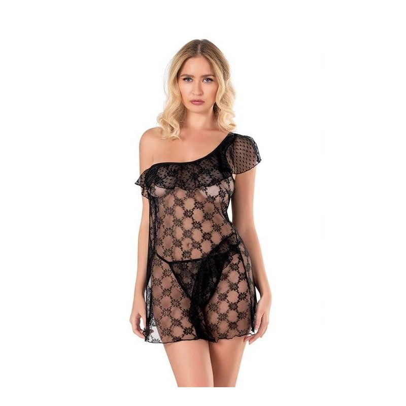 Aria's Closet Siyah Kısa Tül Gecelik 4129