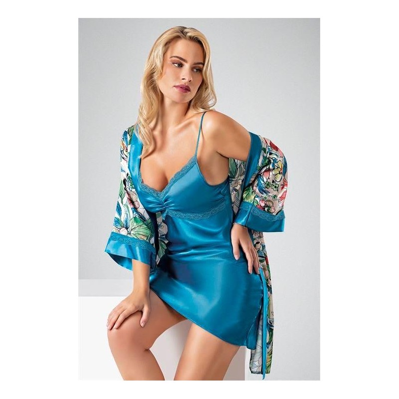 Ahu İkili Kısa Sabahlık Turkuaz 7701