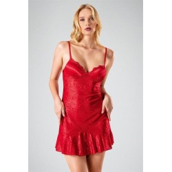 Ahu Kısa Gecelik Kırmızı 7714