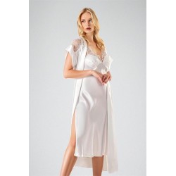 Ahu 2'li Uzun Sabahlık Ekru 7721