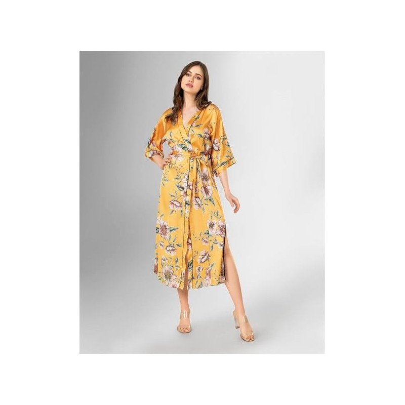 Loriva Uzun Sarı Çiçek Desenli Sabahlık 1875