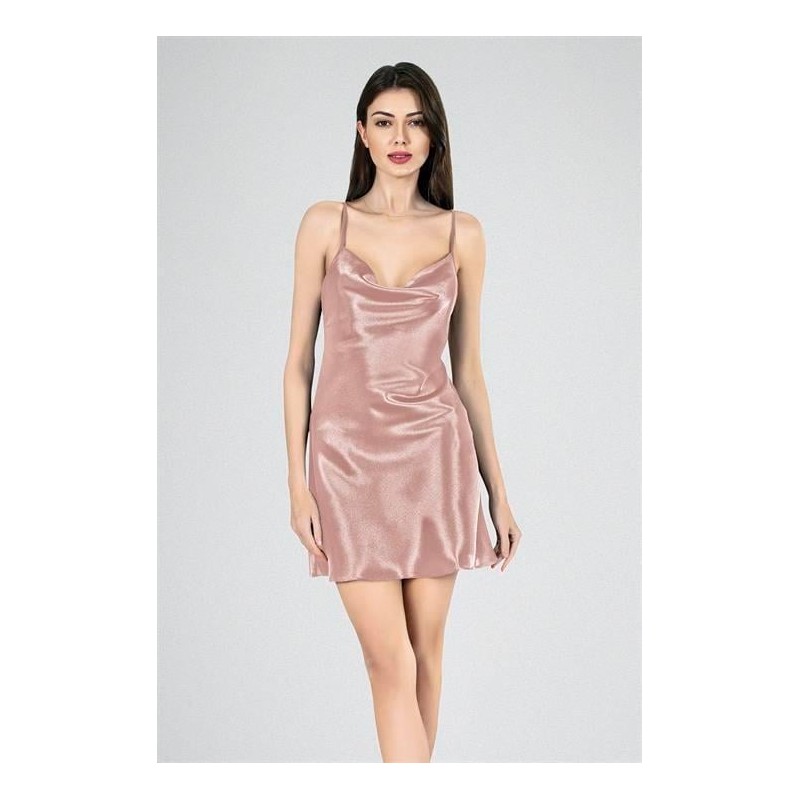 Aria's Closet Kısa Gecelik Degaje Yaka Vizon 7740