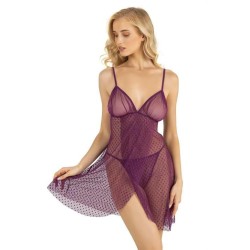 Aria's Closet Mor Kısa Tül Gecelik 4226