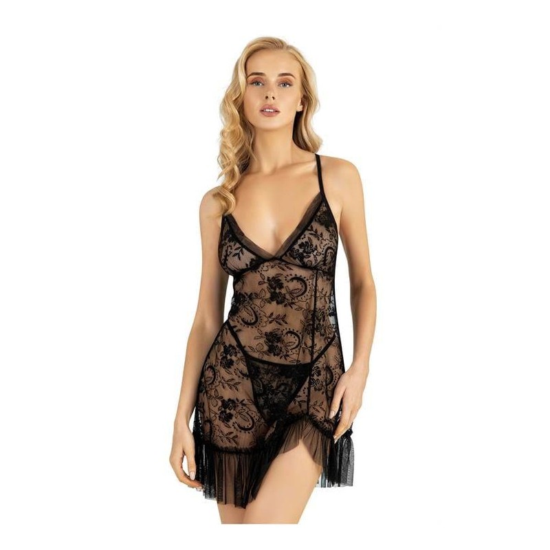 Aria's Closet Siyah Kısa Tül Gecelik 4230