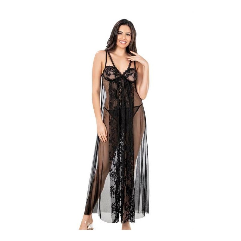 Aria's Closet Siyah Kısa Tül Gecelik 4257