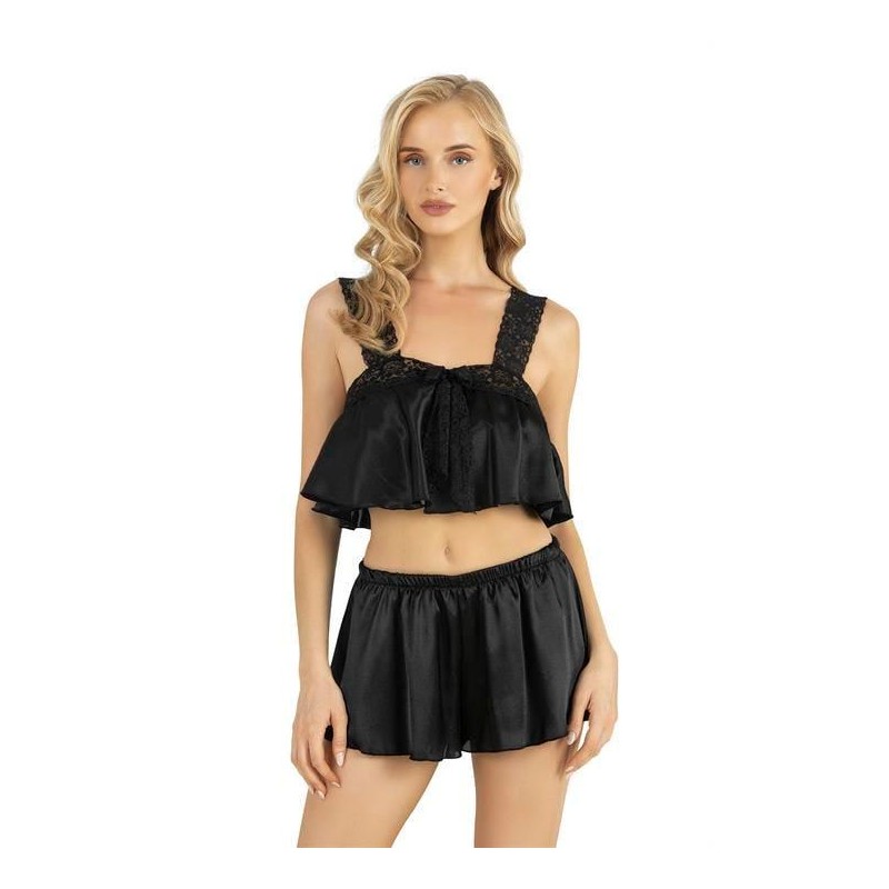 Aria's Closet Siyah Saten Şort Takımı 9200