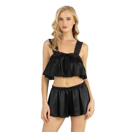 Aria's Closet Siyah Saten Şort Takımı 9200