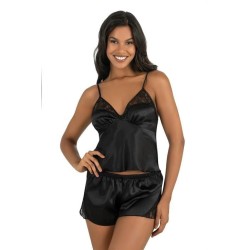 Aria's Closet Siyah Saten Şort Takımı 9203