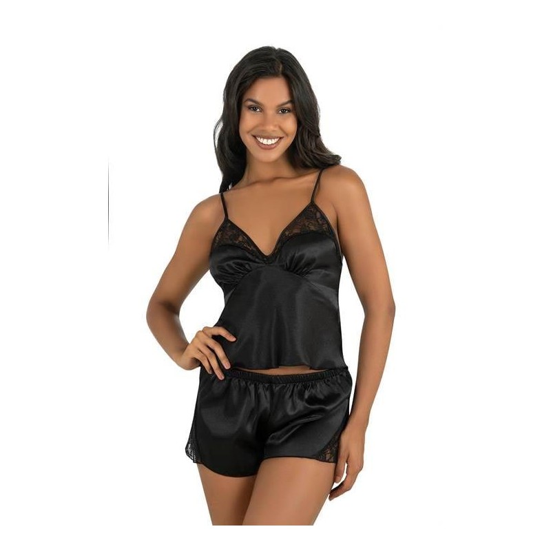 Aria's Closet Siyah Saten Şort Takımı 9203