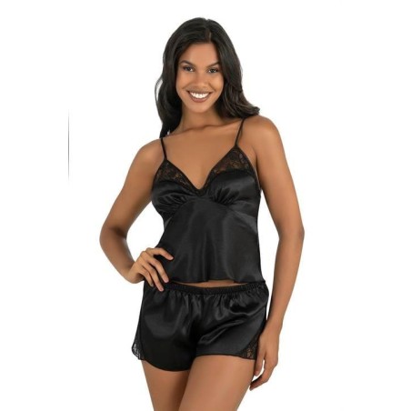 Aria's Closet Siyah Saten Şort Takımı 9203