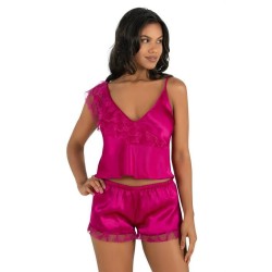 Aria's Closet Vişne Saten Şort Takımı 9205