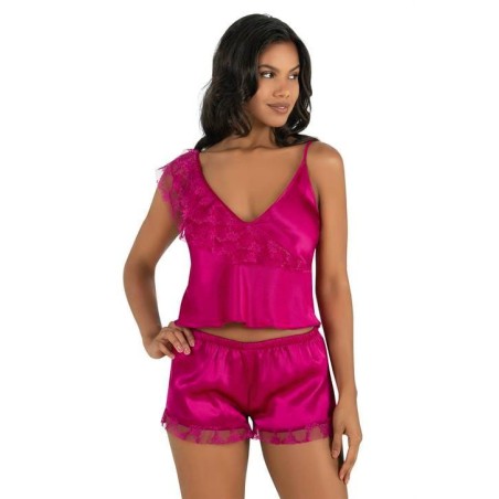 Aria's Closet Vişne Saten Şort Takımı 9205