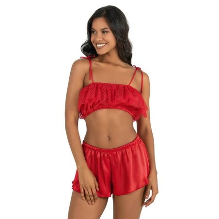 Aria's Closet Kırmızı Saten Şort Takımı 9206