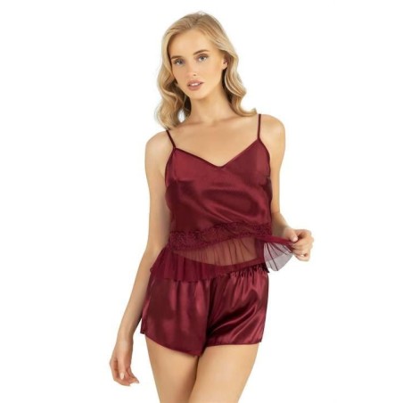 Aria's Closet Bordo Saten Şort Takımı 9209