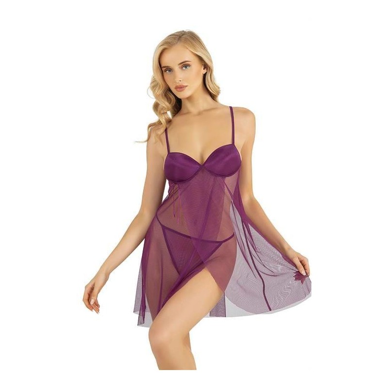 Aria's Closet Mor Kısa Tül Gecelik 4253