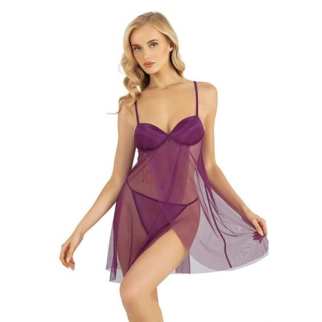 Aria's Closet Mor Kısa Tül Gecelik 4253