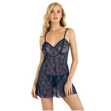 Aria's Closet Lacivert Kısa Tül Gecelik 4214