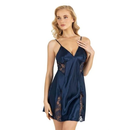 Aria's Closet Lacivert Kısa Saten Gecelik 8204