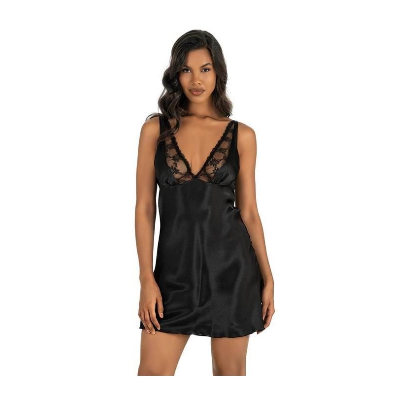 Aria's Closet Siyah Kısa Saten Gecelik 8205