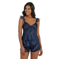 Aria's Closet Lacivert Saten Şort Takımı 9212