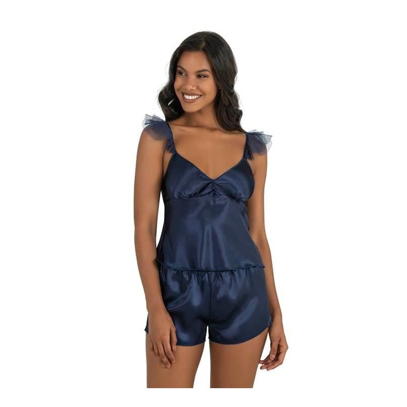 Aria's Closet Lacivert Saten Şort Takımı 9212