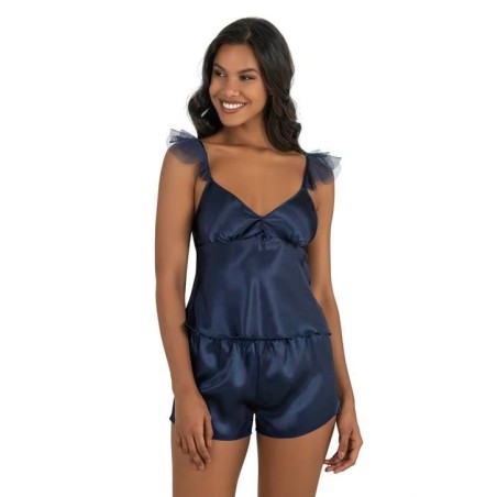 Aria's Closet Lacivert Saten Şort Takımı 9212