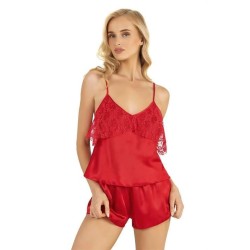 Aria's Closet Kırmızı Saten Şort Takımı 9214