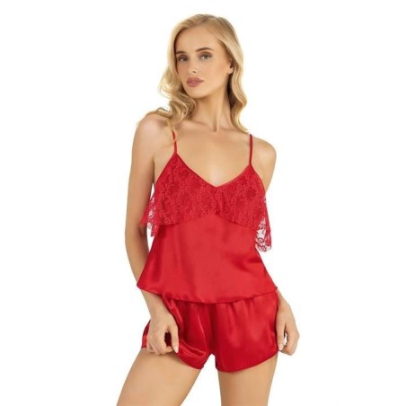 Aria's Closet Kırmızı Saten Şort Takımı 9214