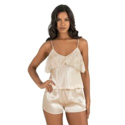 Aria's Closet Fildişi Saten Şort Takımı 9214