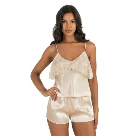 Aria's Closet Fildişi Saten Şort Takımı 9214