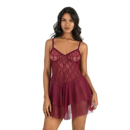 Aria's Closet Bordo Kısa Tül Gecelik 4216