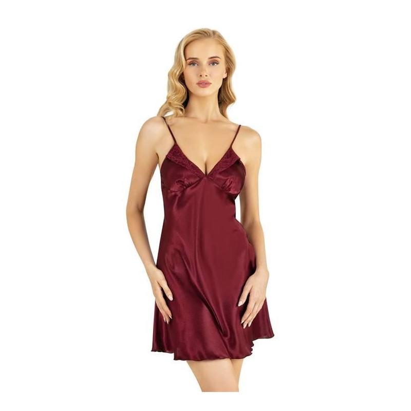 Aria's Closet Bordo Kısa Saten Gecelik 8201