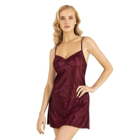 Aria's Closet Bordo Kısa Saten Gecelik 8219
