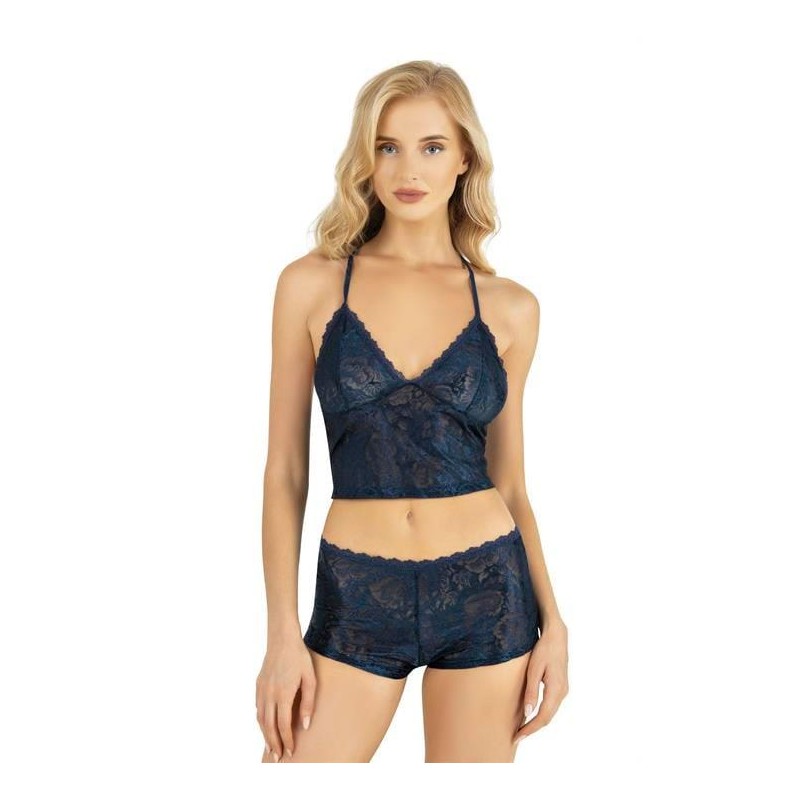 Aria's Closet Lacivert Saten Şort Takımı 9222