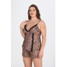 Aria's Closet Büyük Beden Leopar Desenli Şort Takımı 1074